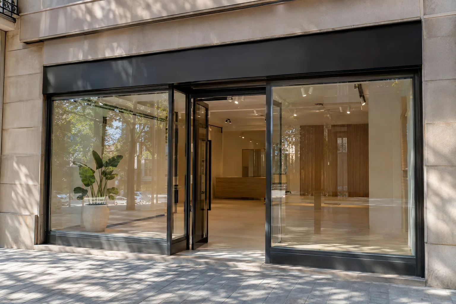 Escaparate de local recién reformado visto desde la calle